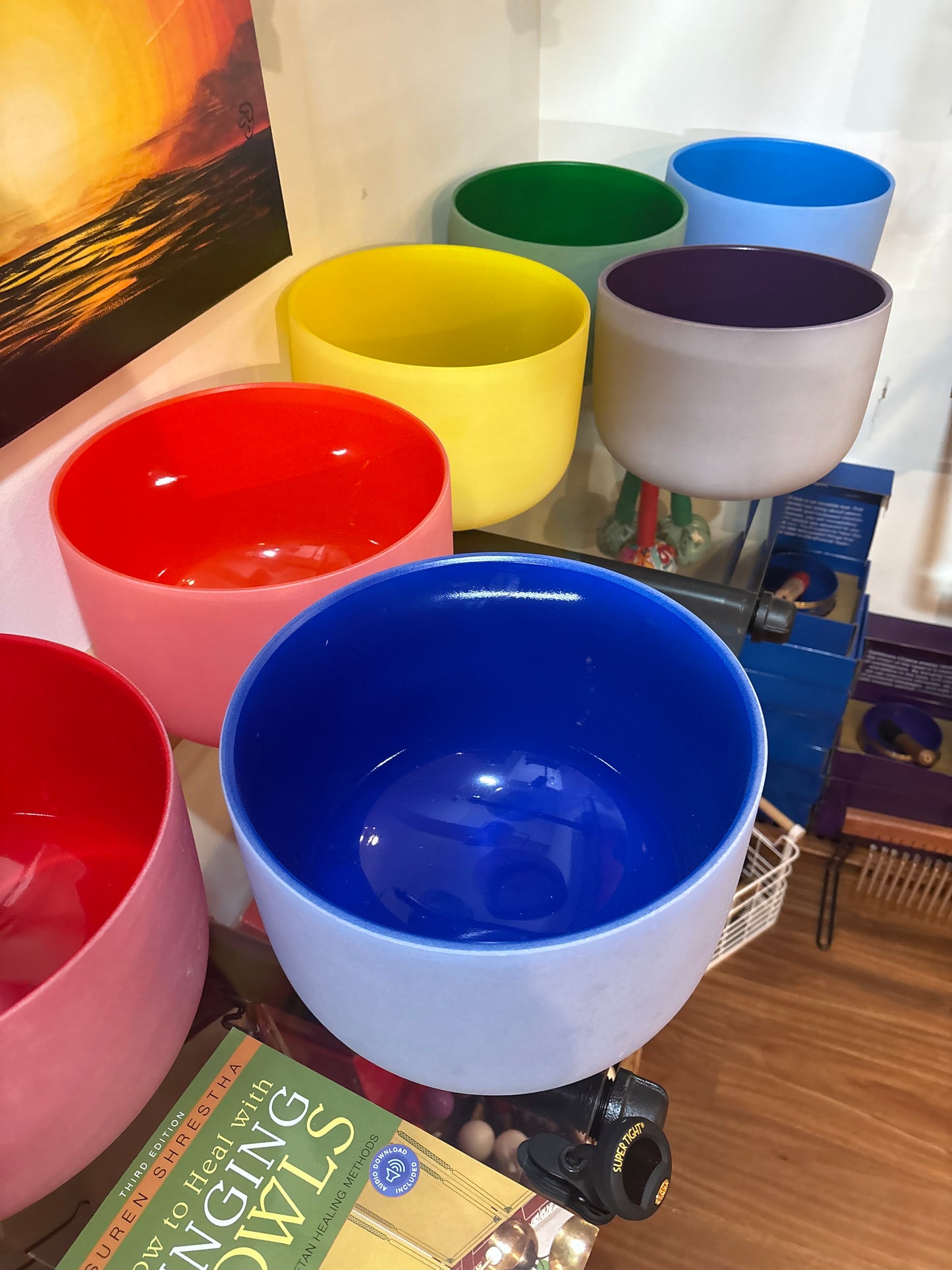 Set Colored Crystal Singing Bowl