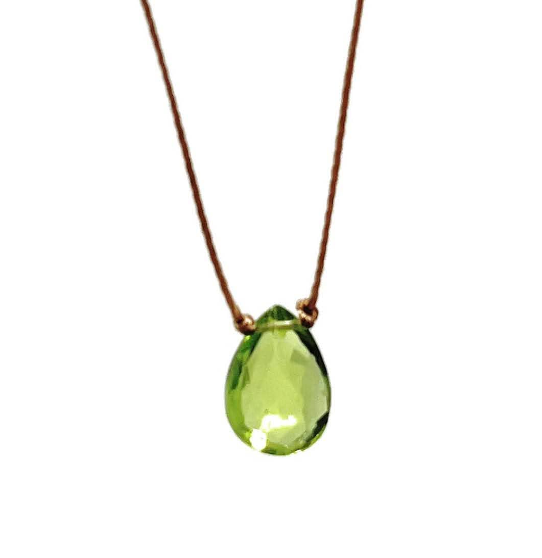 Peridot Small Teardrop Necklace: 16, 18 or 20 inches