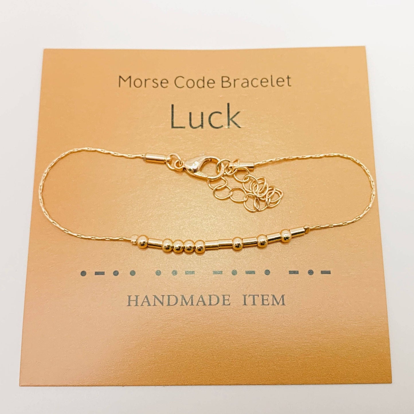 Handmade Golden Morse Code Bracelet: Never give up