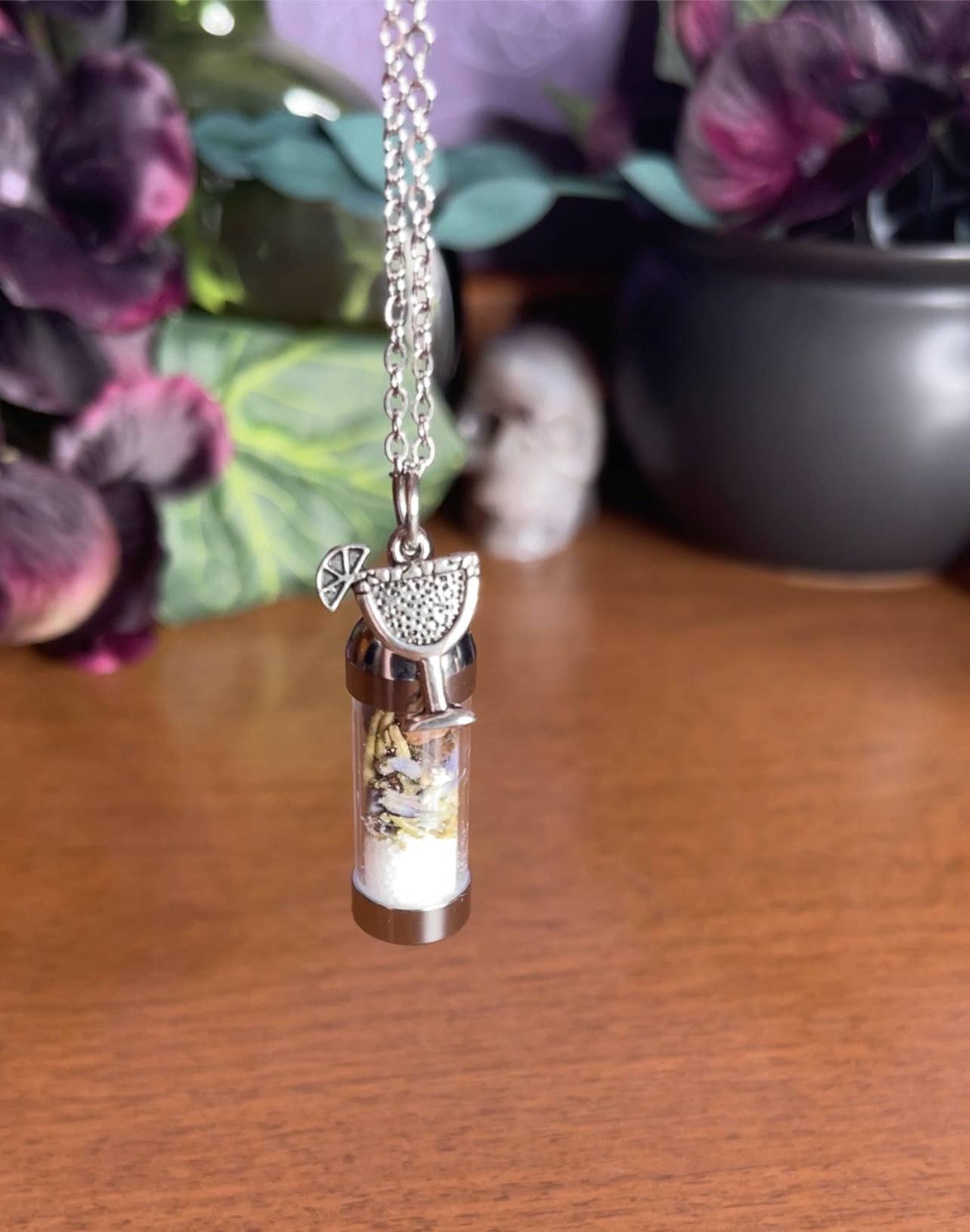 Practical Magic Spell Jar Necklace, Witchy Crystal Jewelry