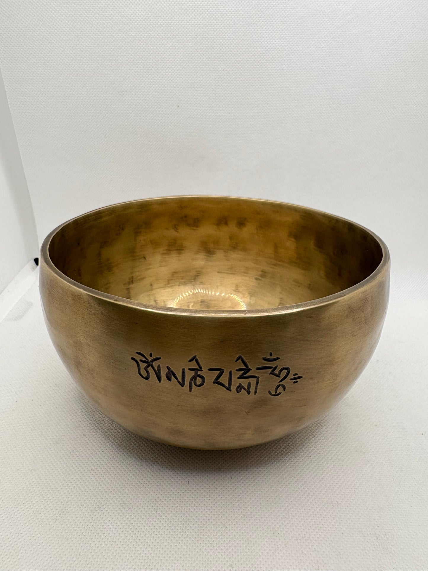 Tibetan Bowl Etched with Buddhist Mantra 6"