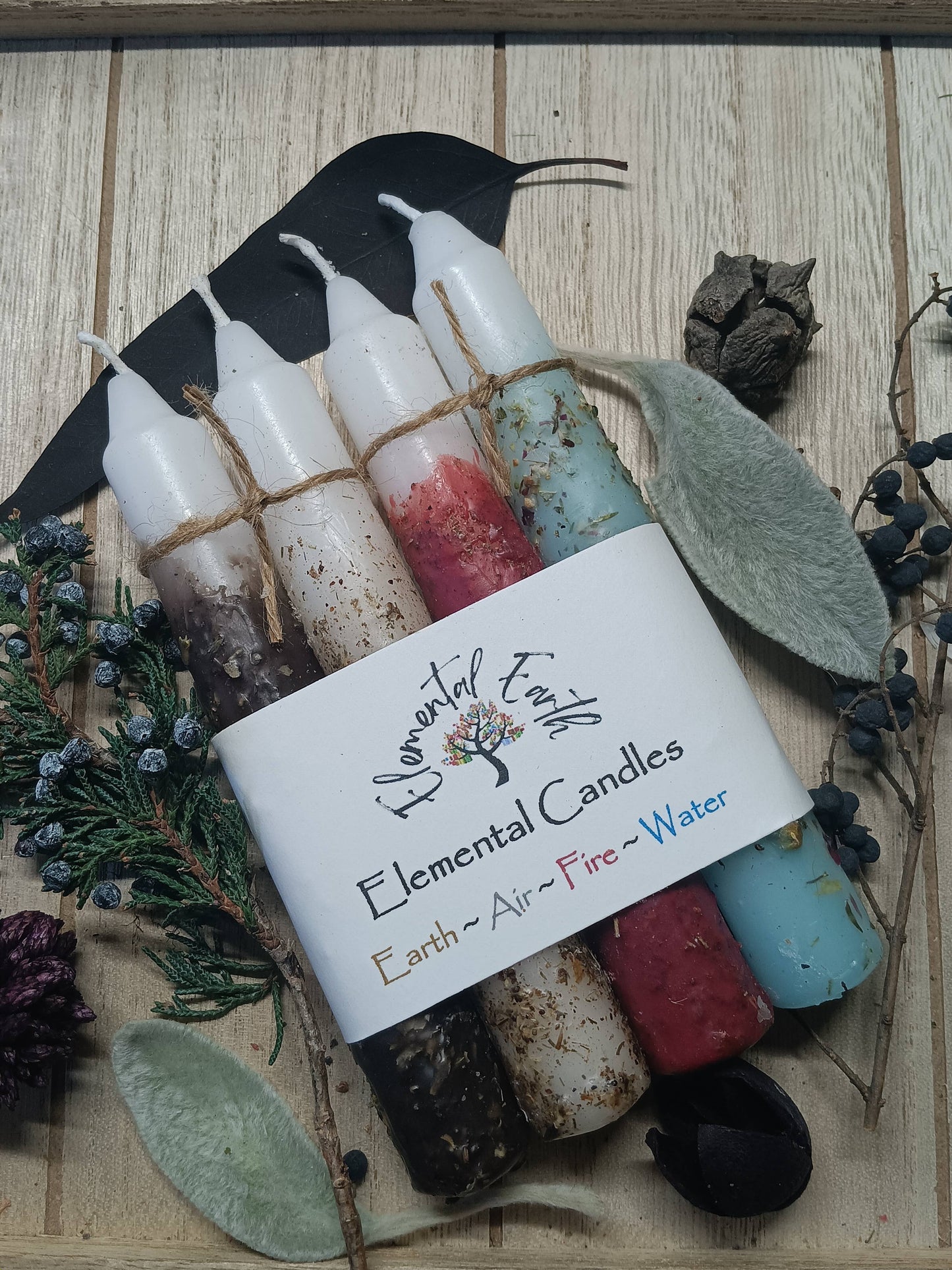 Elemental Herbal Intention 6 inch candle set