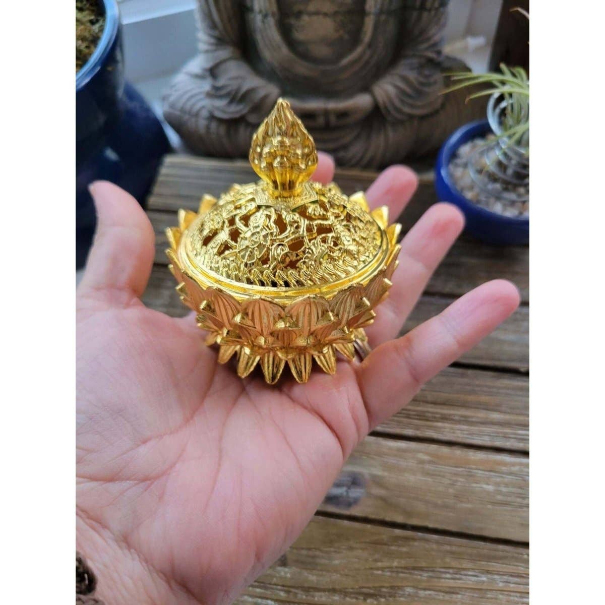 Small Lotus Incense Holder, Brass Metal Incense