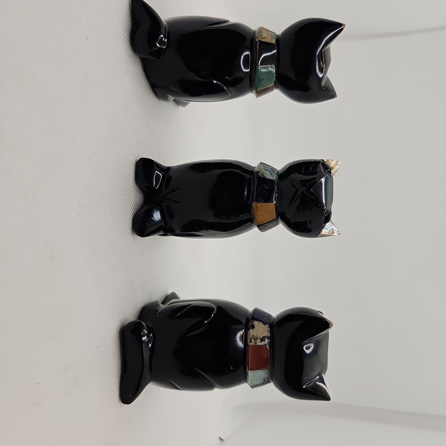 Obsidian Cats with Chakra Collar