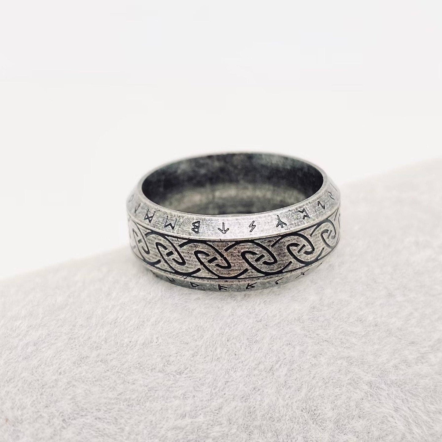 Vintage Viking Rune Stainless Steel Ring 8mm