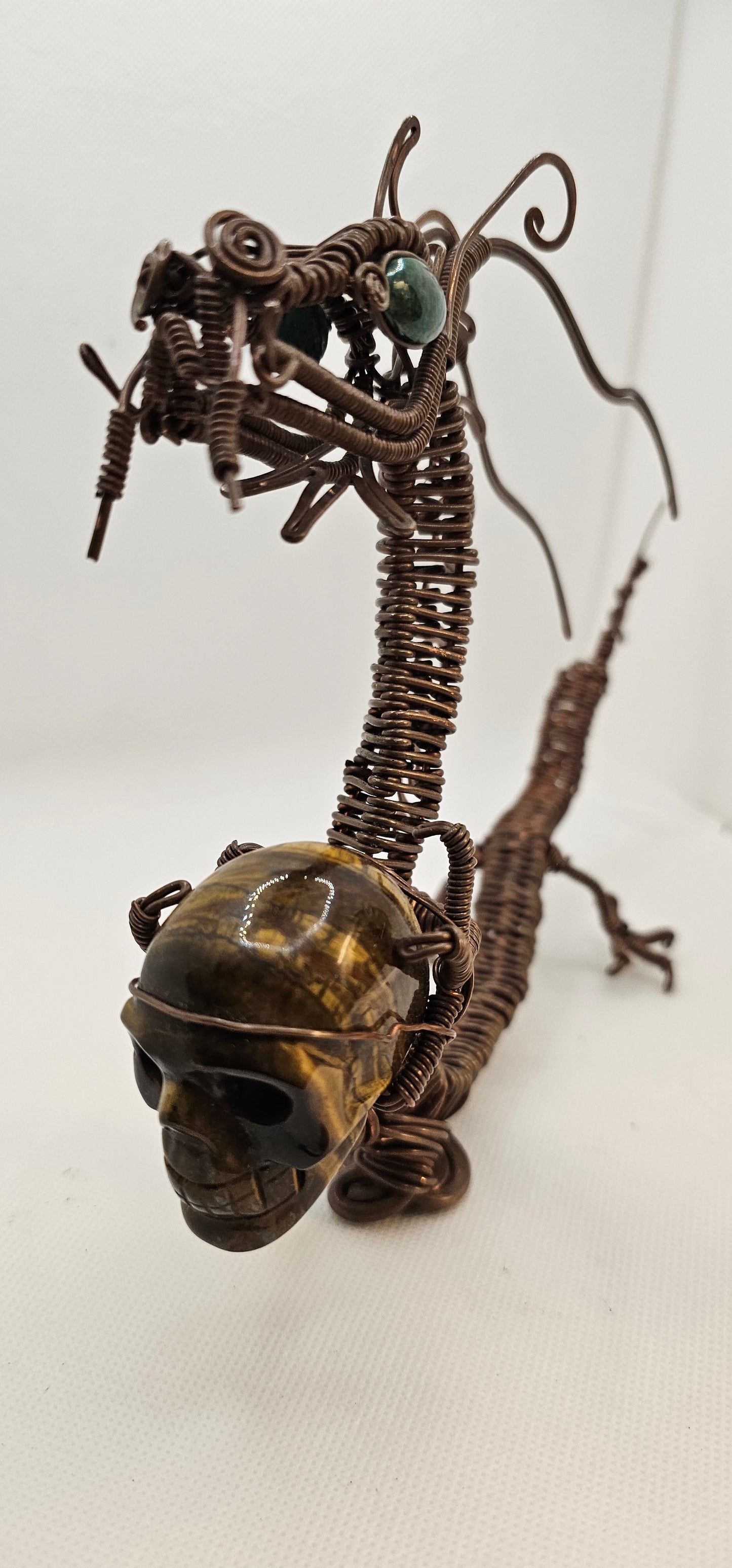 Copper Dragon with Tigers Eye Skull