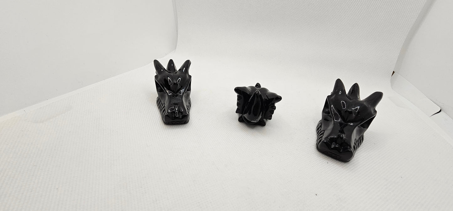 Stone Dragon Heads- Lg- Obsidian