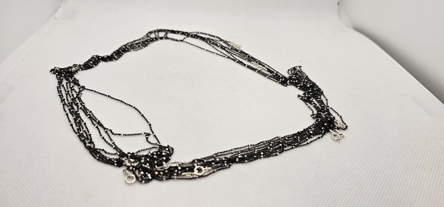Black & Sterling Silver Speckled Chain- 28 Inches