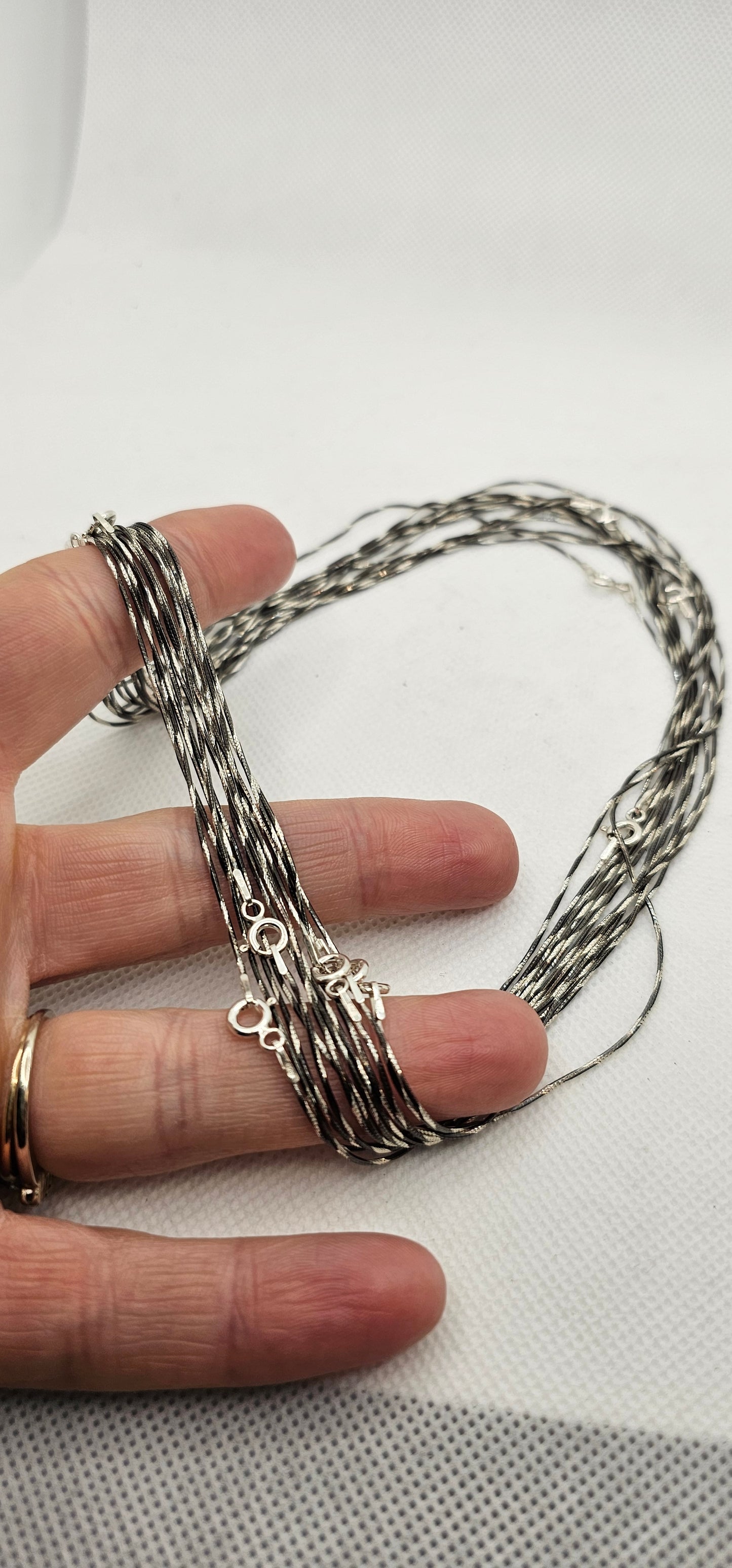 Black & Sterling Silver Chain- 16 Inches