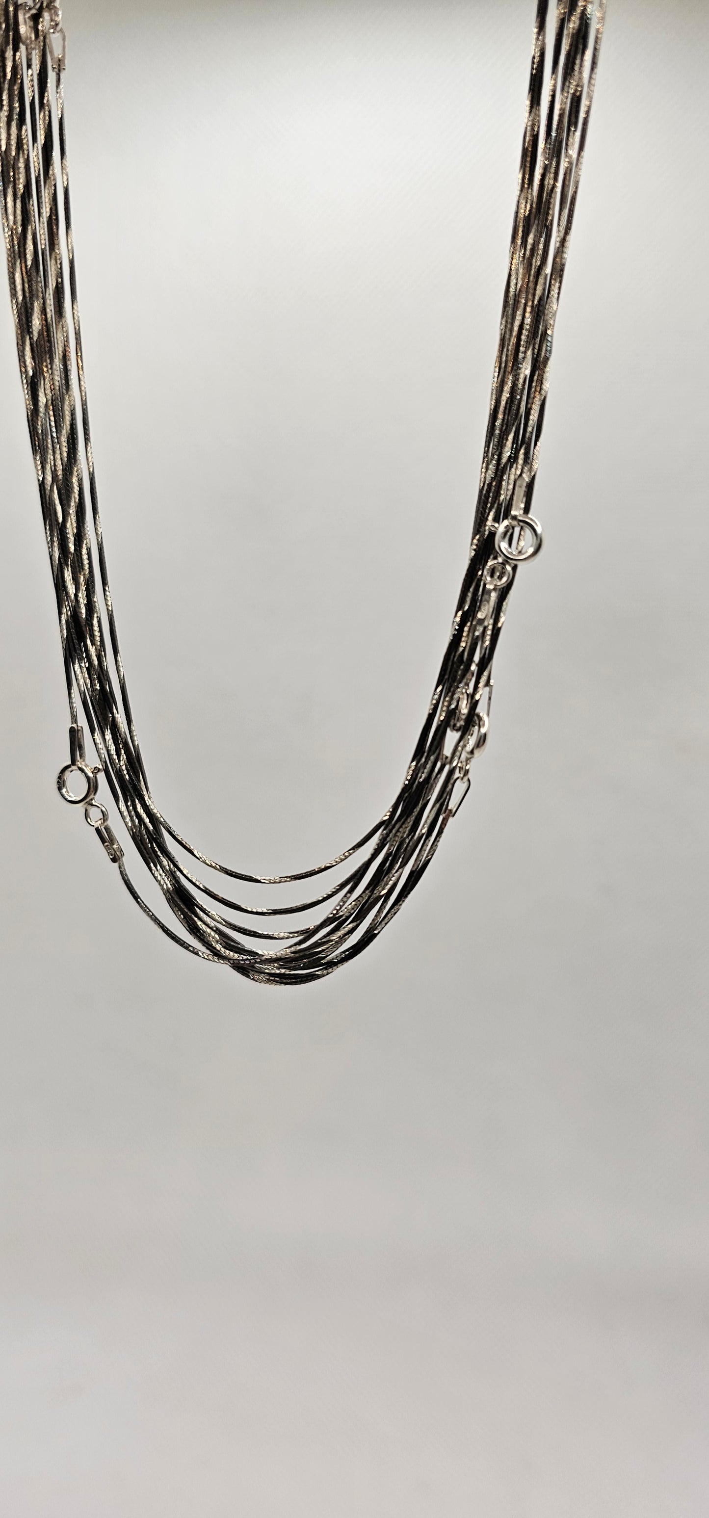 Black & Sterling Silver Chain- 16 Inches