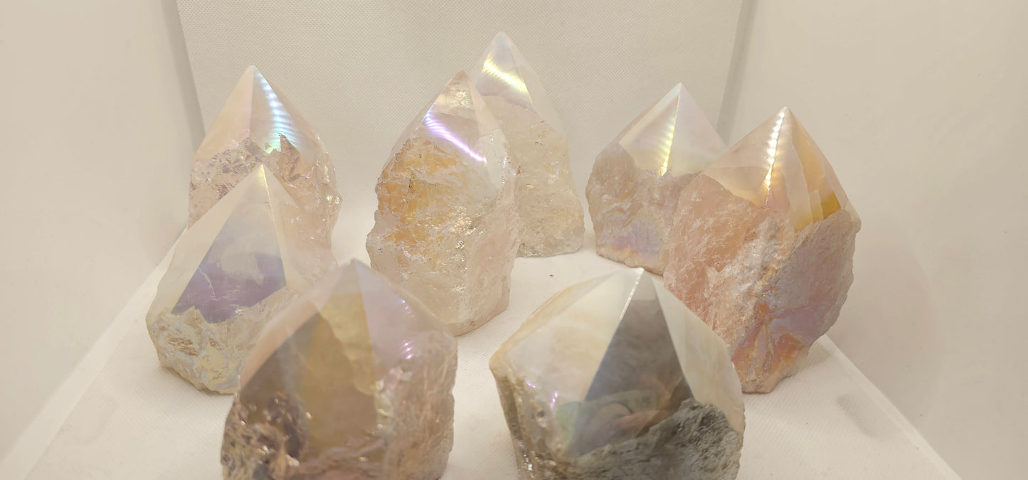 Rose Quartz Aura Polished Top
