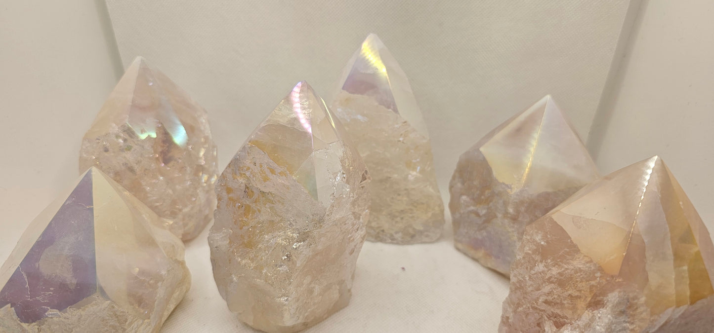 Rose Quartz Aura Polished Top