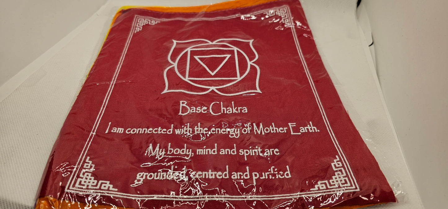 Chakra Prayer Flags- Large with Mantra or Phrase