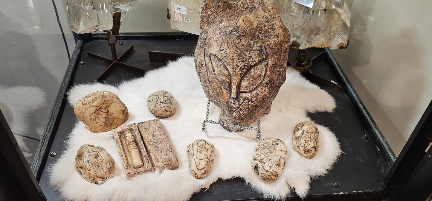 Jalisco Mexico Artifacts- Alien Carvings- Artifacts A & C- E Palm Size