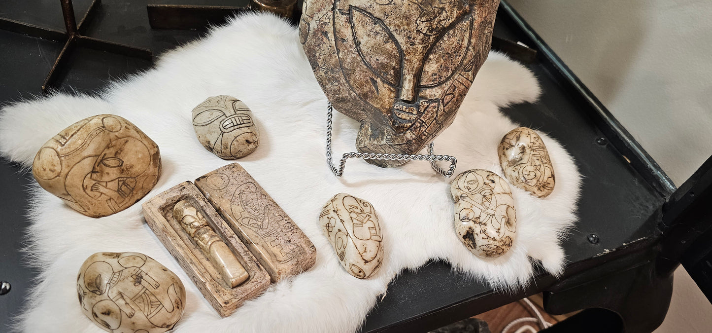 Jalisco Mexico Artifacts- Alien Carvings- Artifacts A & C- E Palm Size