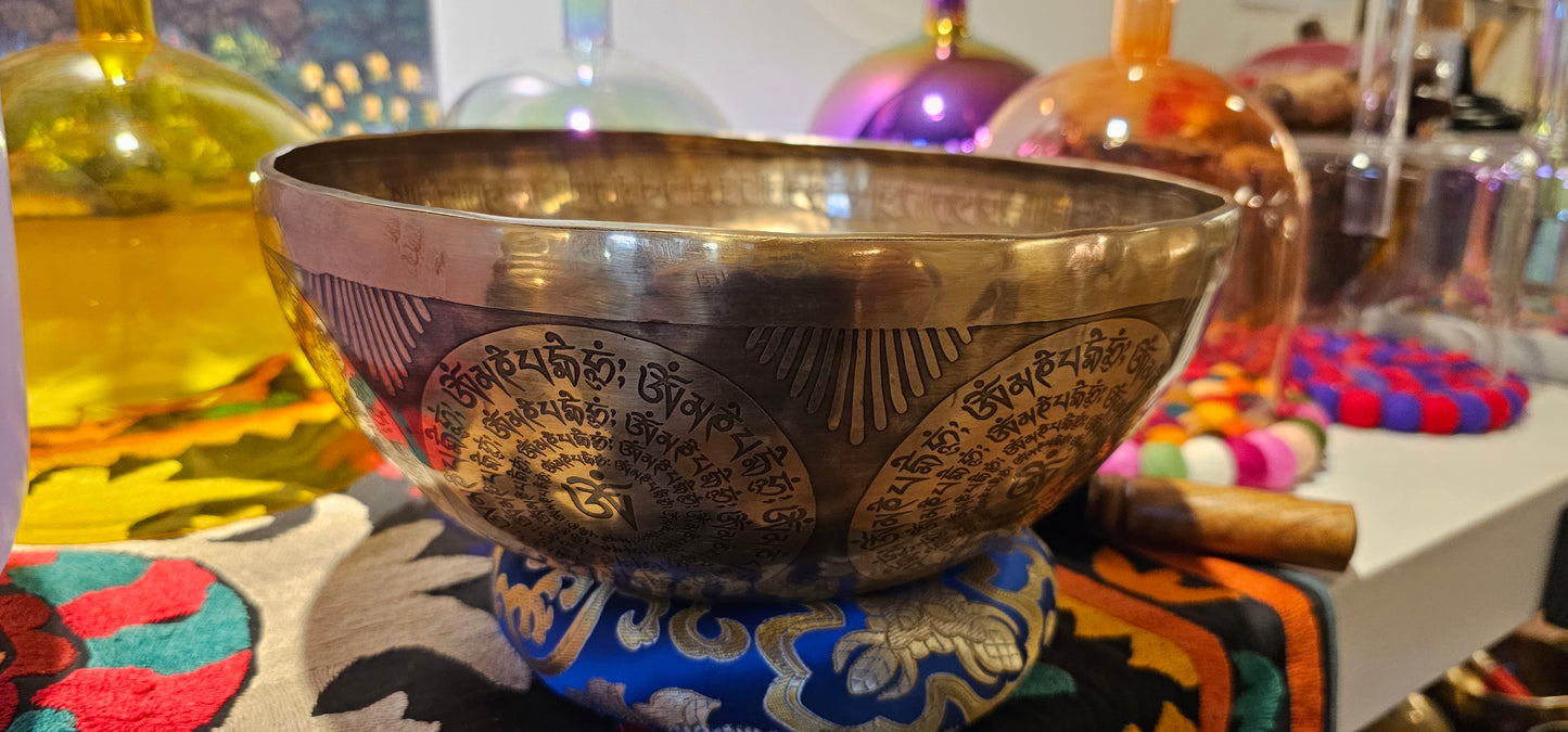 Tibetan Bowl Etched with Tree of Life 11" Note G