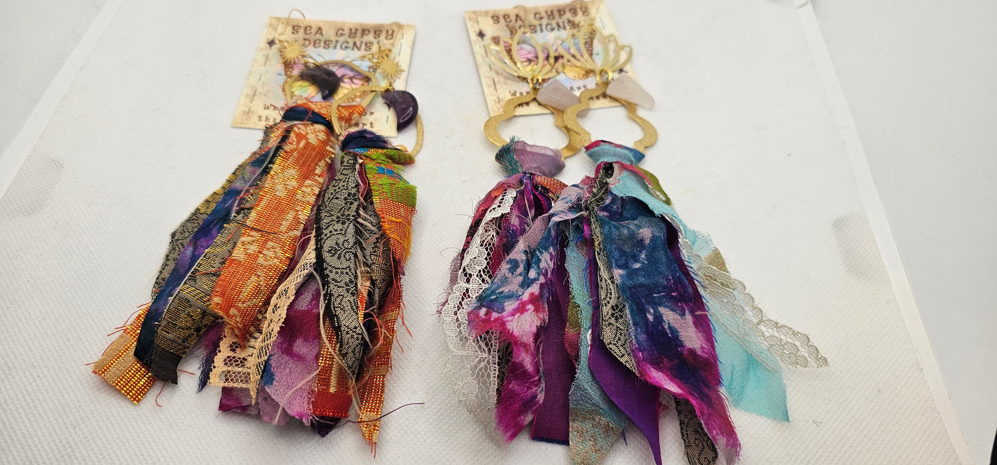 Shambhala Earrings with Stone Center