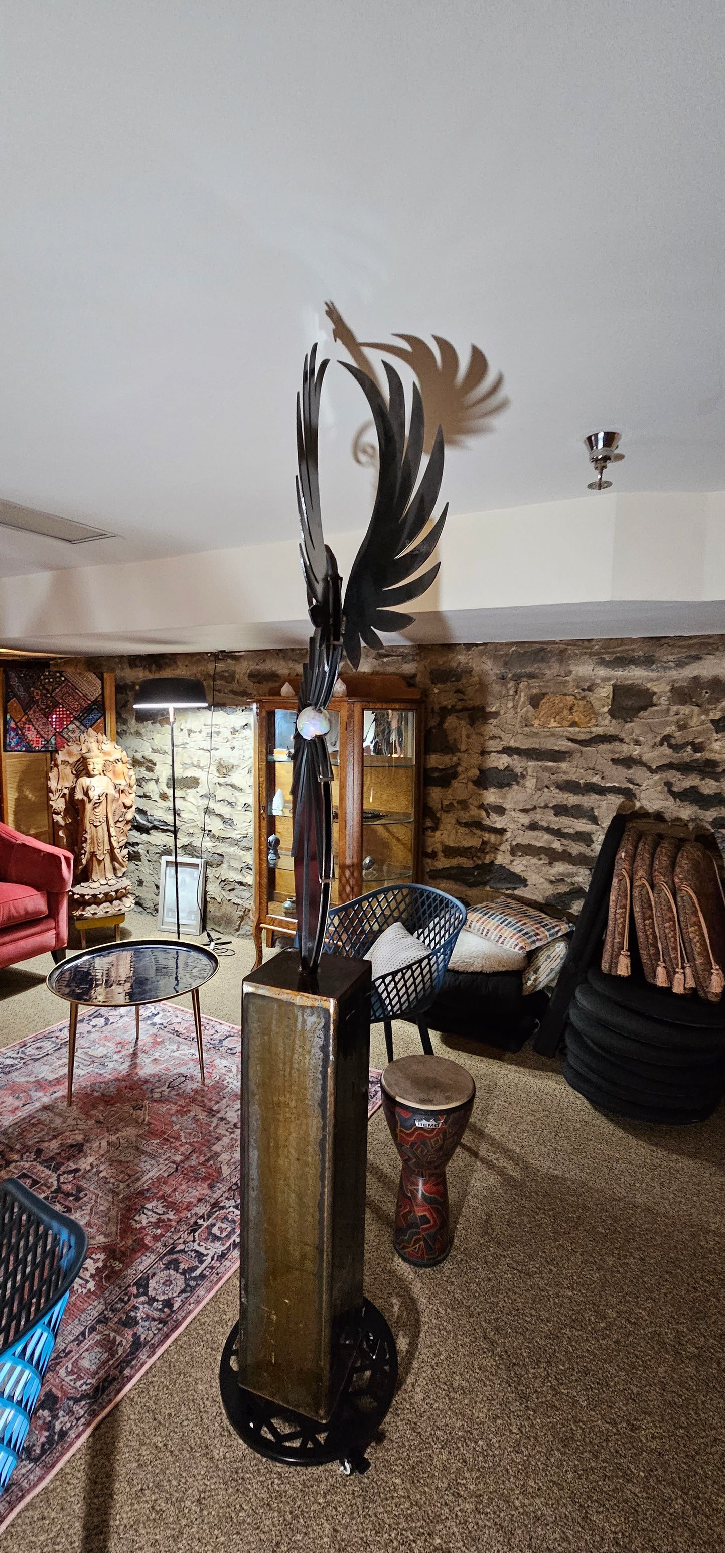 Metal Art with wings and sphere holder