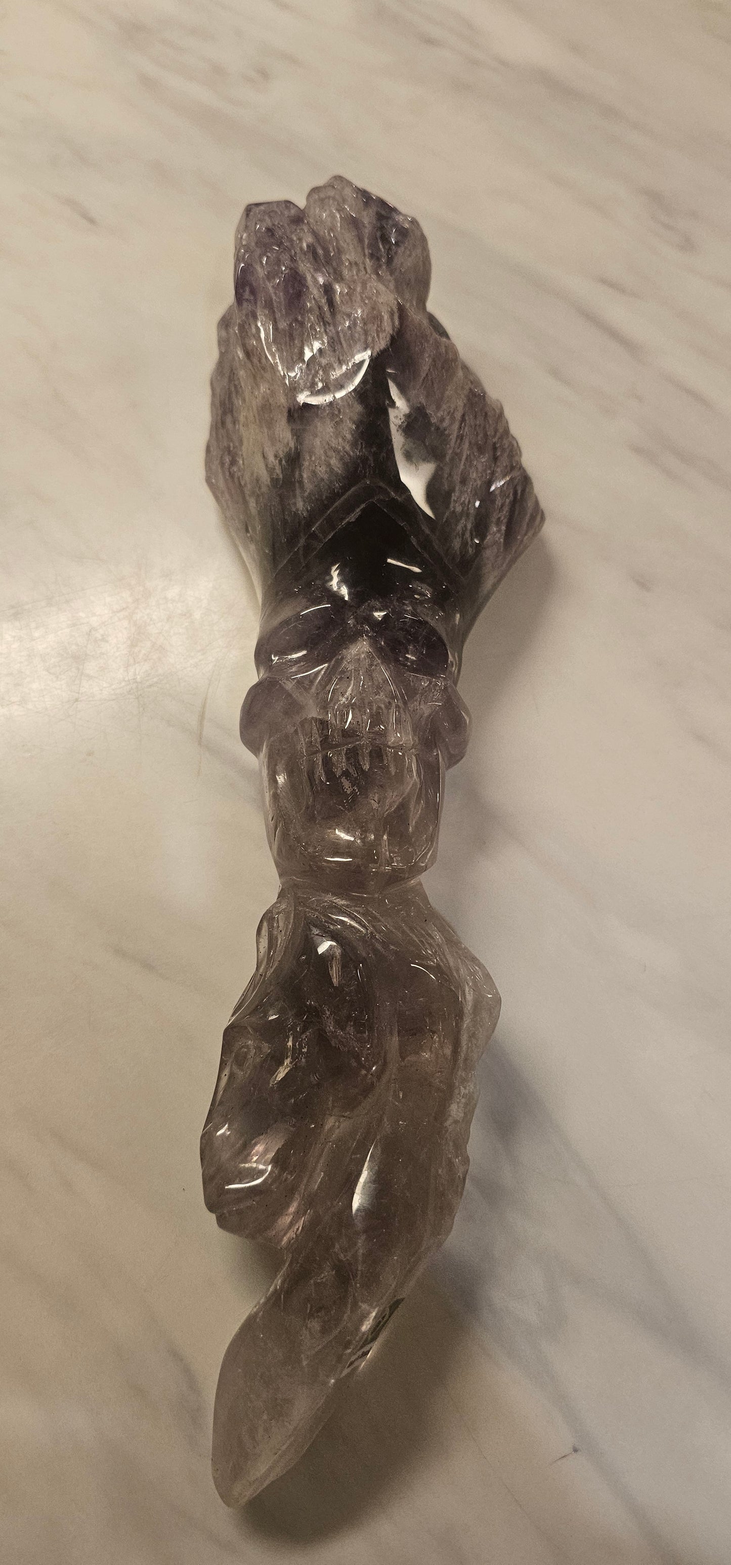 Amethyst Wand with Skull Carving