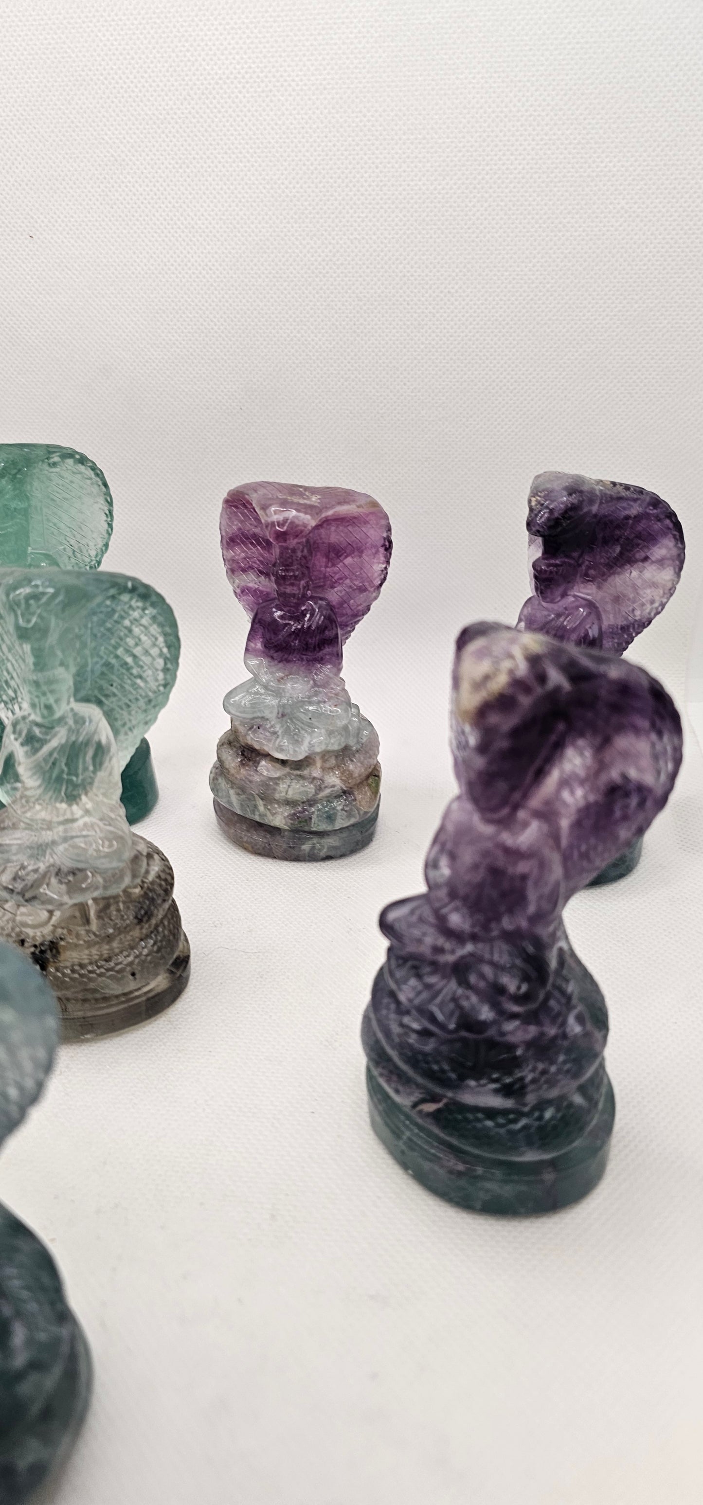 Buddha and Cobra Flourite Figurine 4 Inch