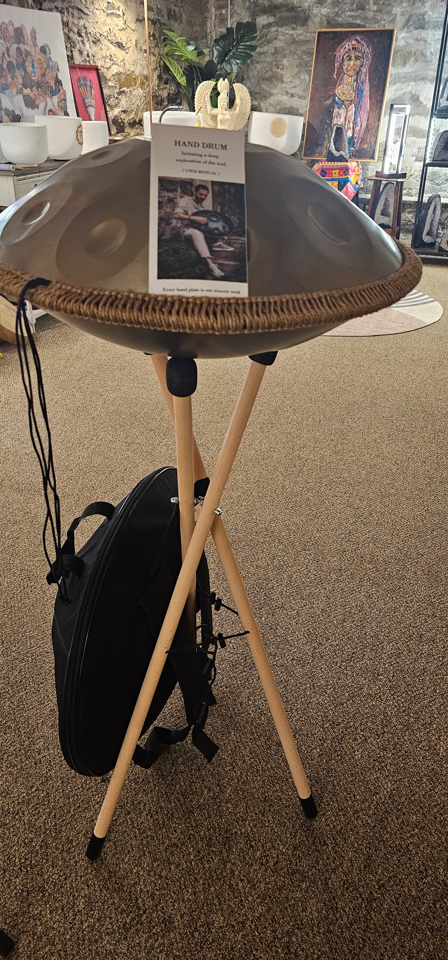 Hand Pan Tall Wood Stand