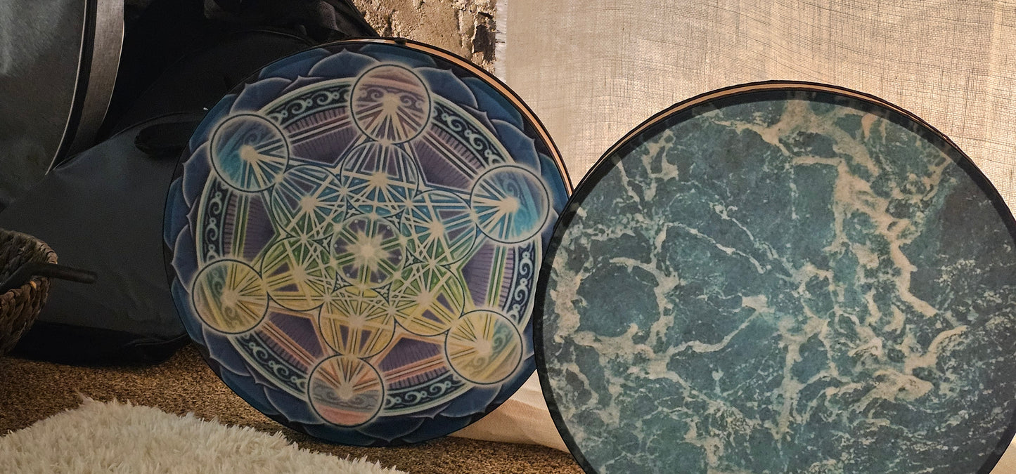 Teal Wave Rain Drum 18"