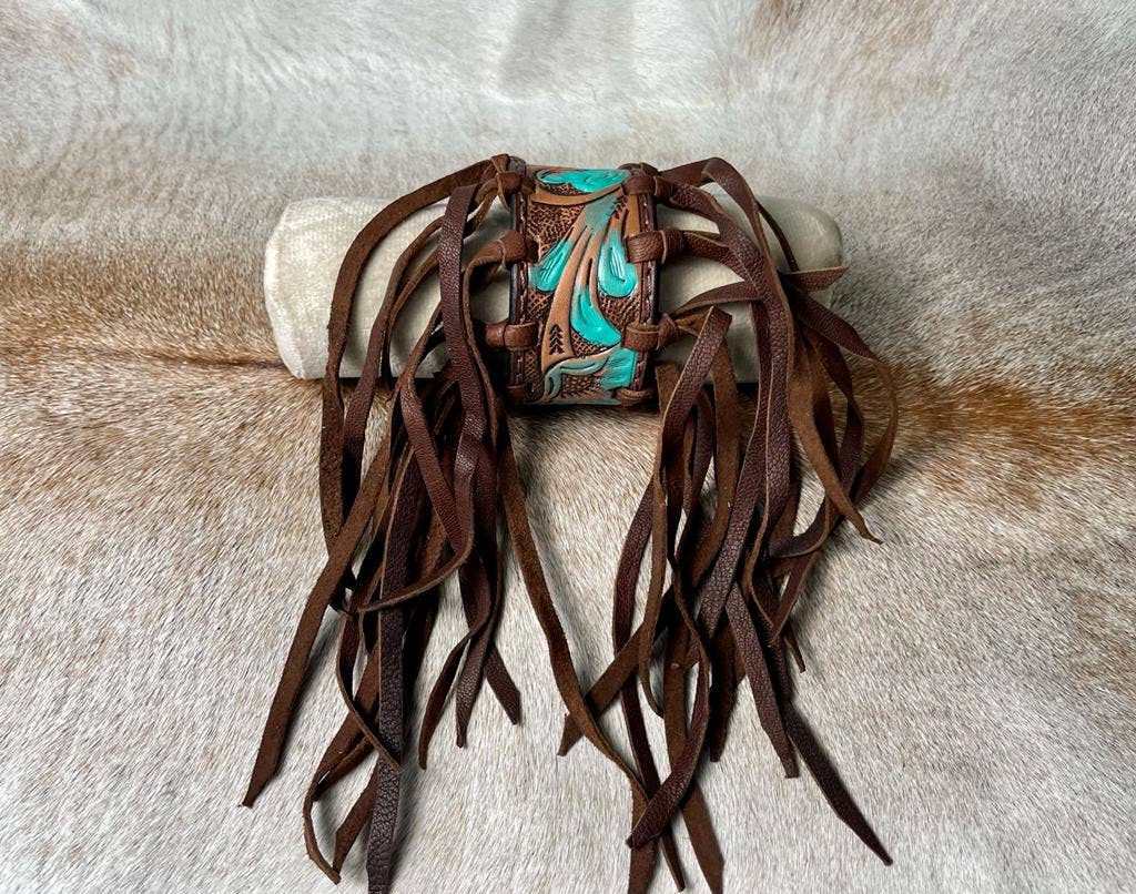 Tooled leather Bracelet: Stone