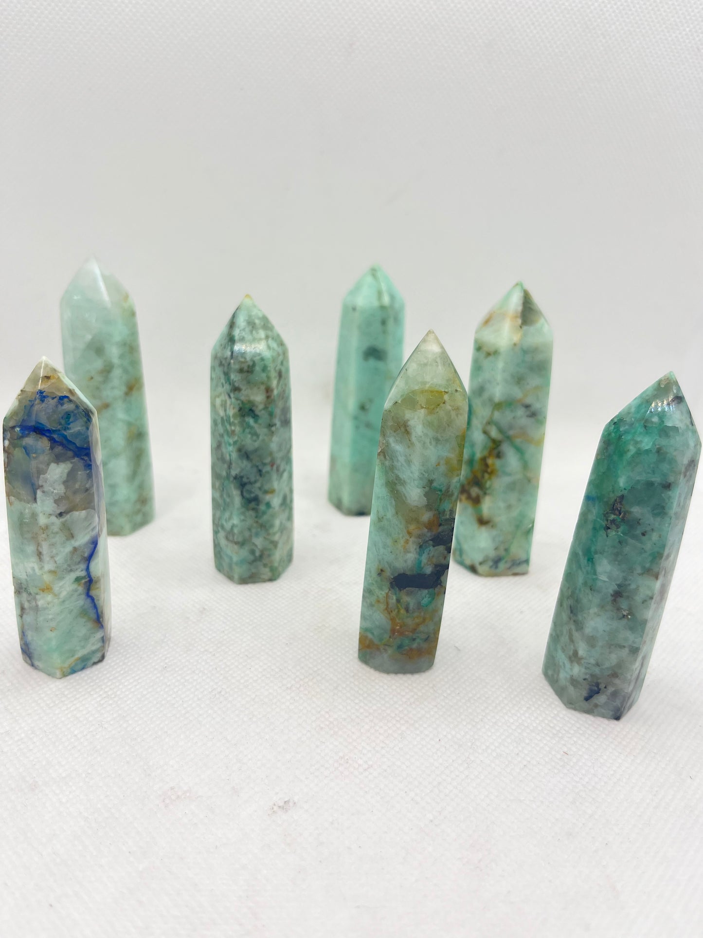 Chrysocolla in Quartz Tower