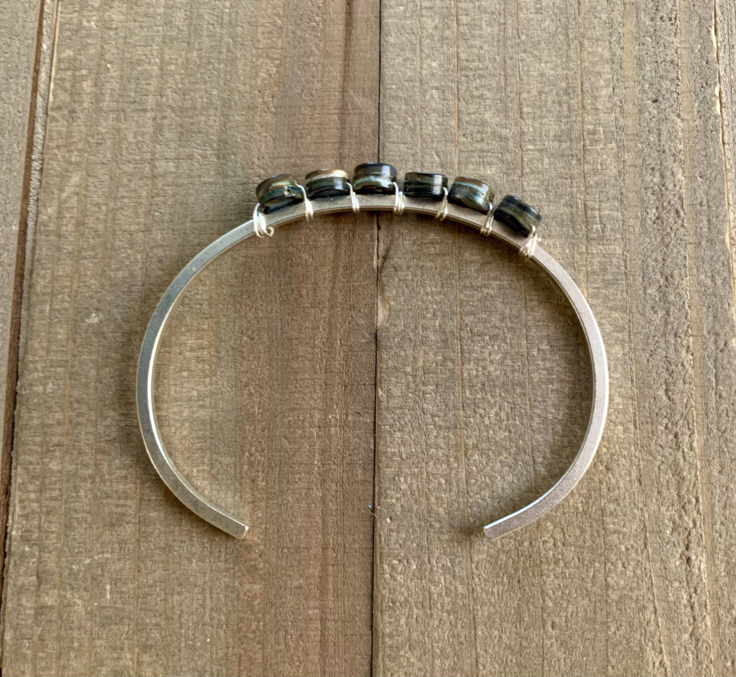 Overzealous paua abalone silver cuff bracelet