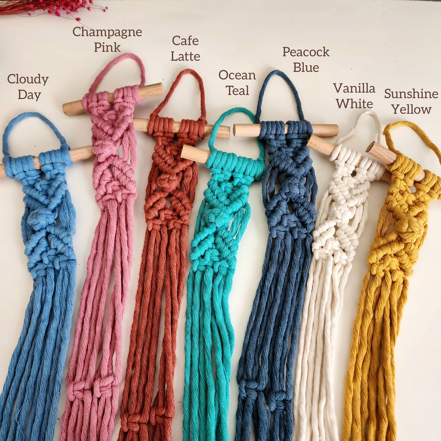 Macrame Hat Hanger, Wall Mounted Hat Display and Organizer: Double Hat Hanger / Cafe Latte