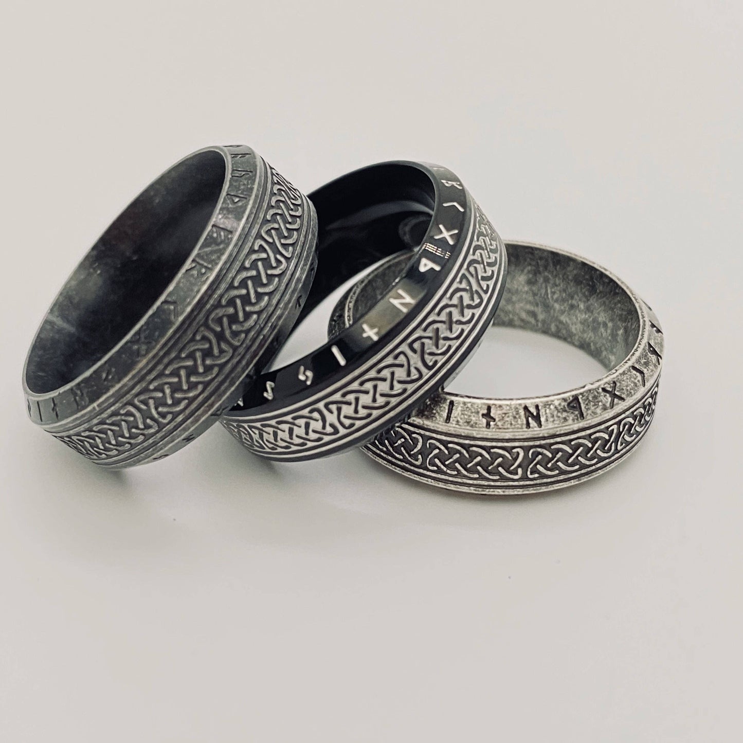Men's Retro Viking Rune Celtic Knot Titanium Steel Ring Gold