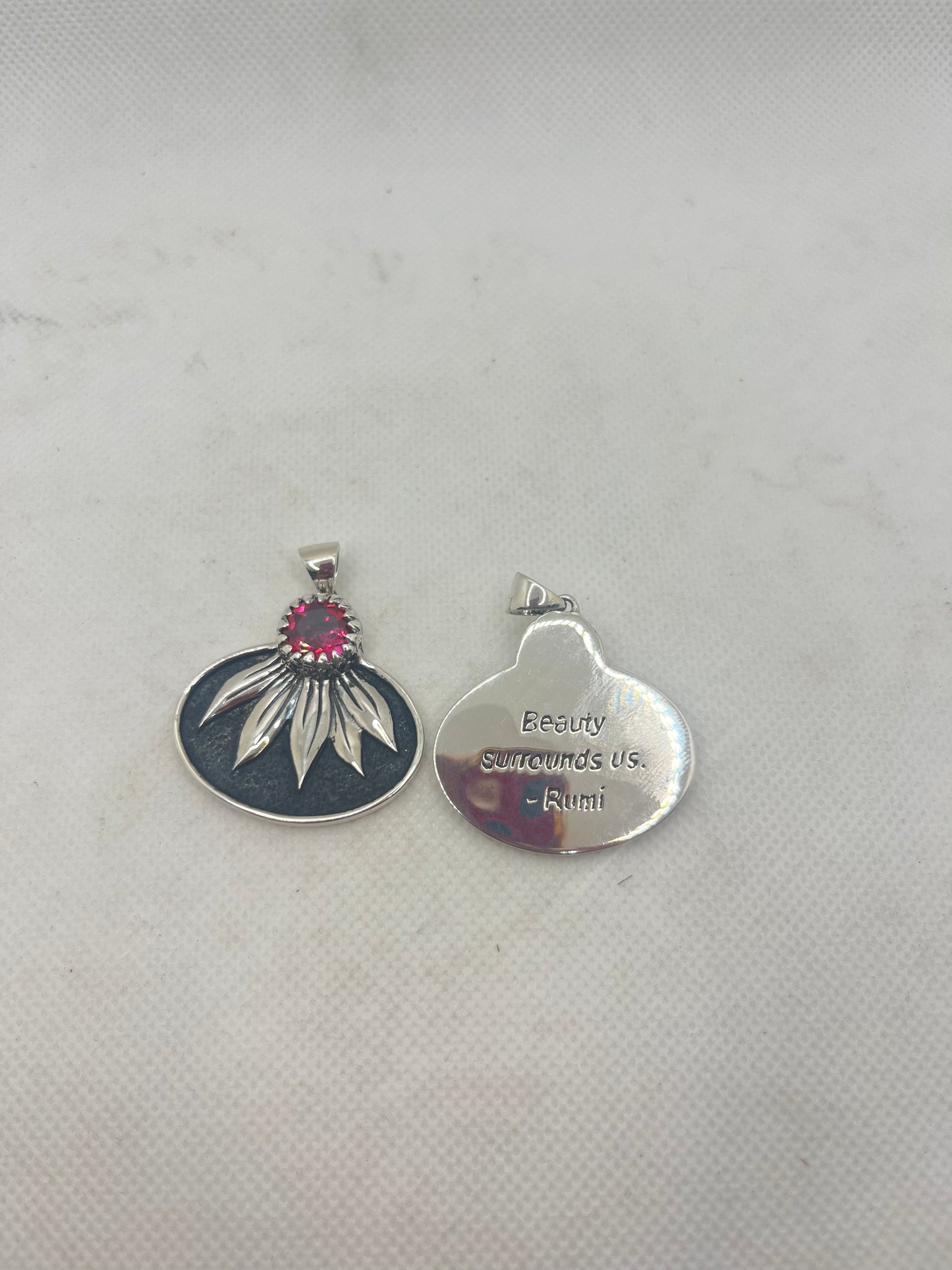 Pink Topaz in Lotus Leaf Pendant