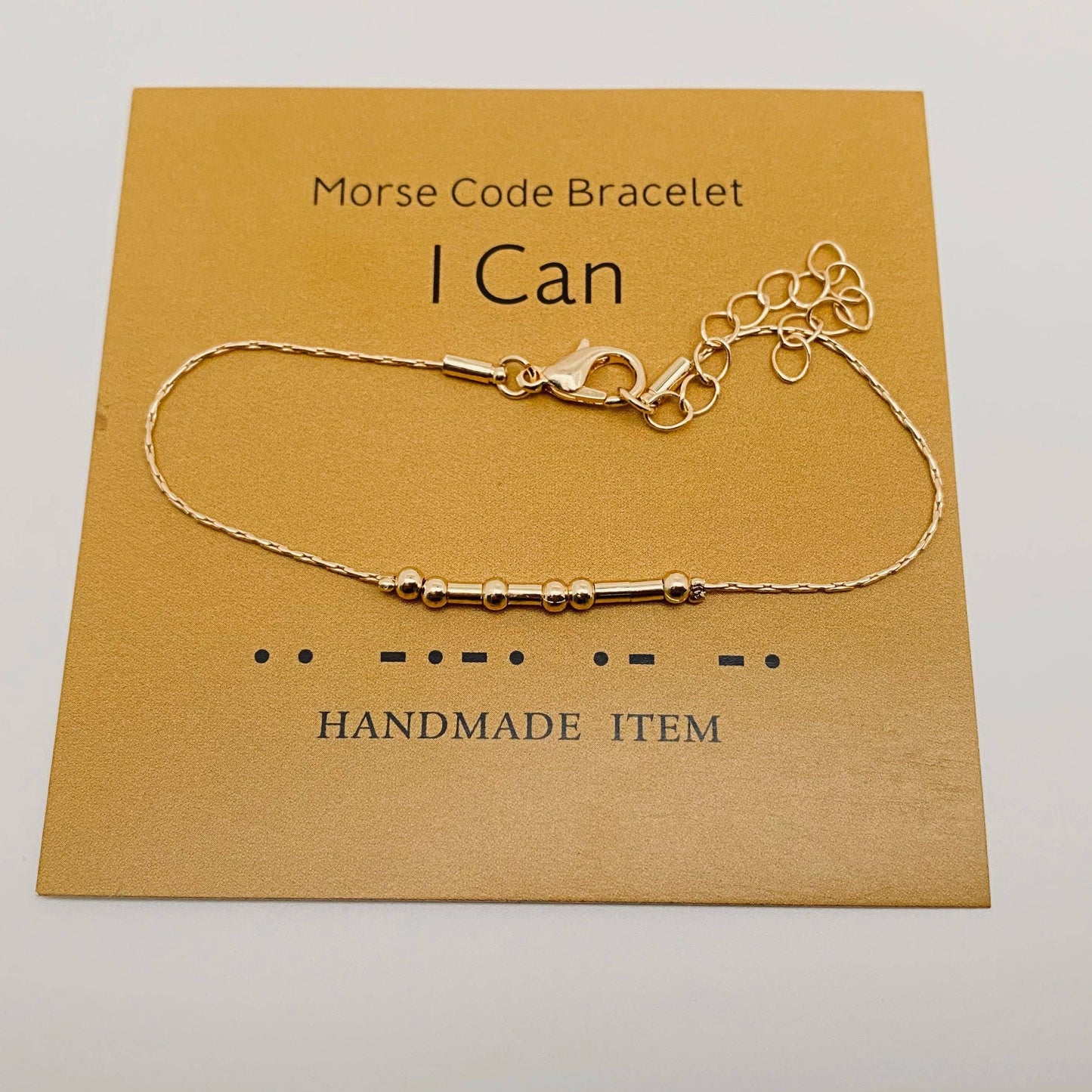 Handmade Golden Morse Code Bracelet: Never give up