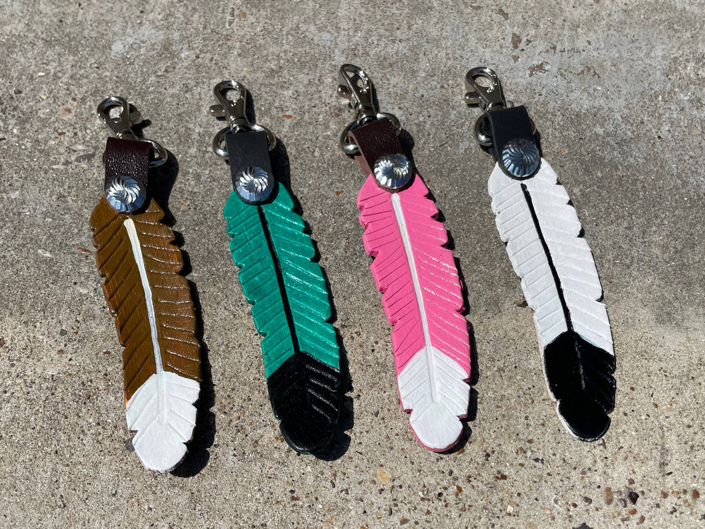 Leather Feather Keychain