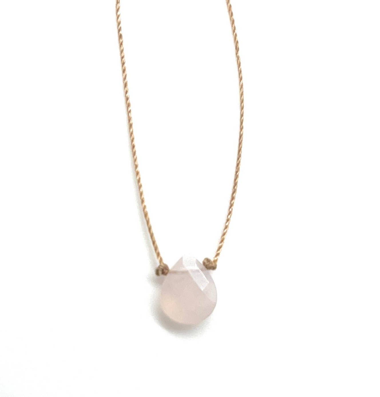 Rose Quartz Faceted Flat Teardrop Necklace: 16, 18 or inches