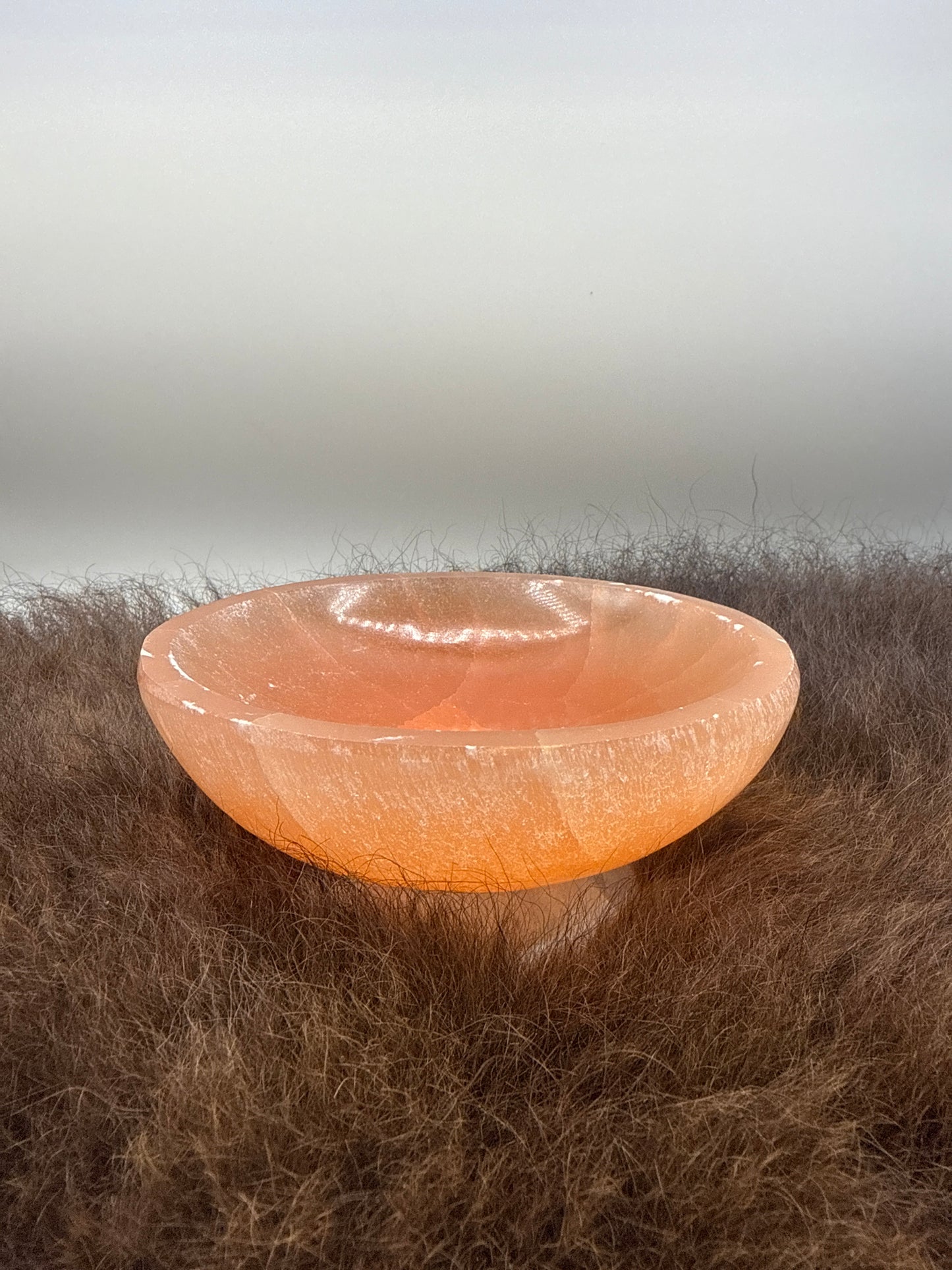 Selenite Bowl Orange Large Round