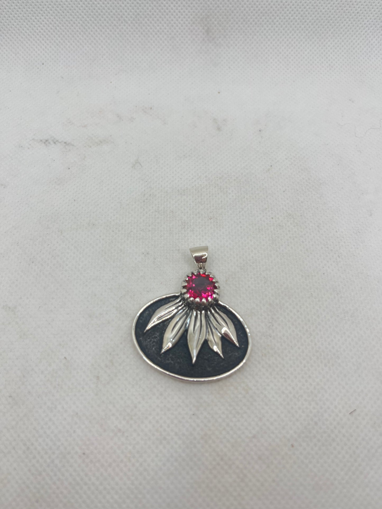 Pink Topaz in Lotus Leaf Pendant