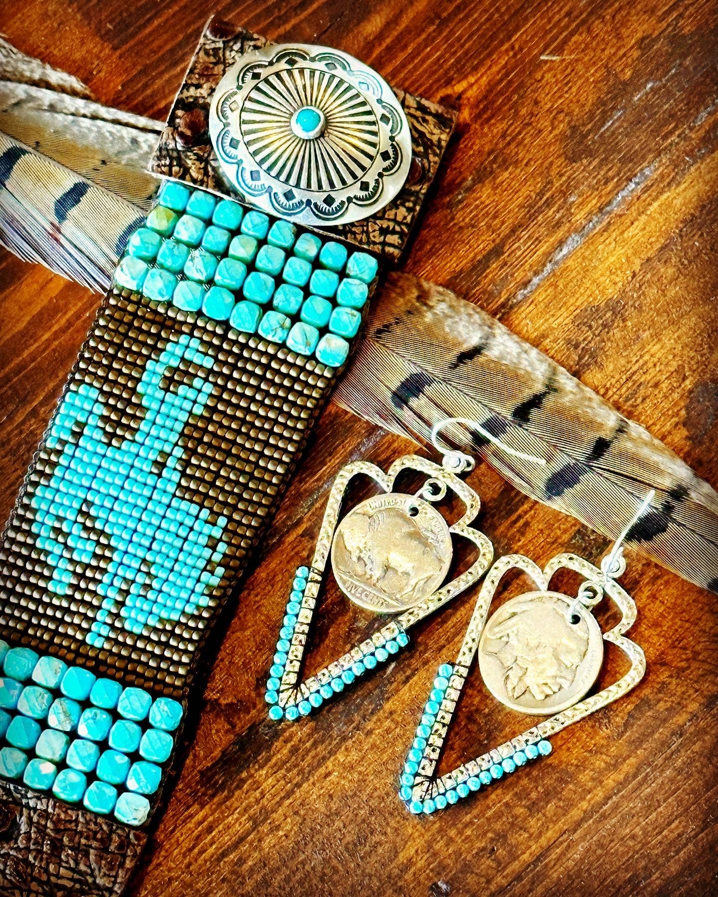 Arrowhead Earrings with Kingman Turquoise: 2 inches / Mixed (pictured)