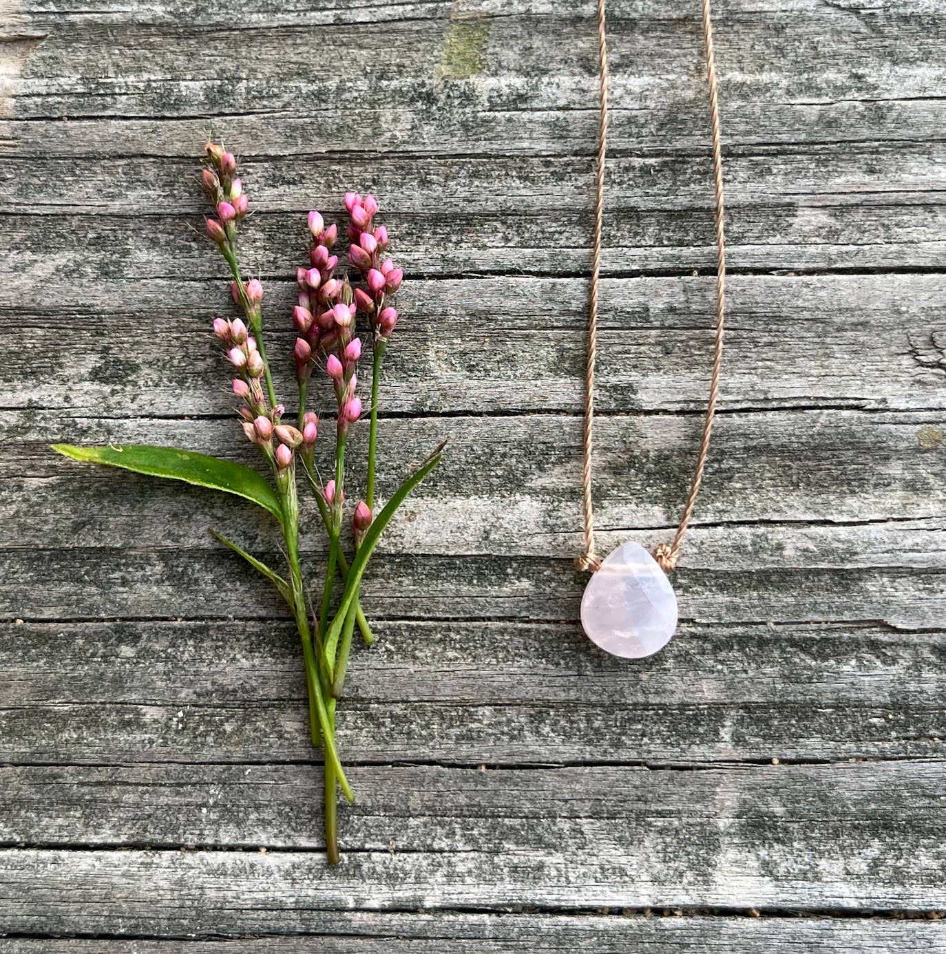 Rose Quartz Faceted Flat Teardrop Necklace: 16, 18 or inches
