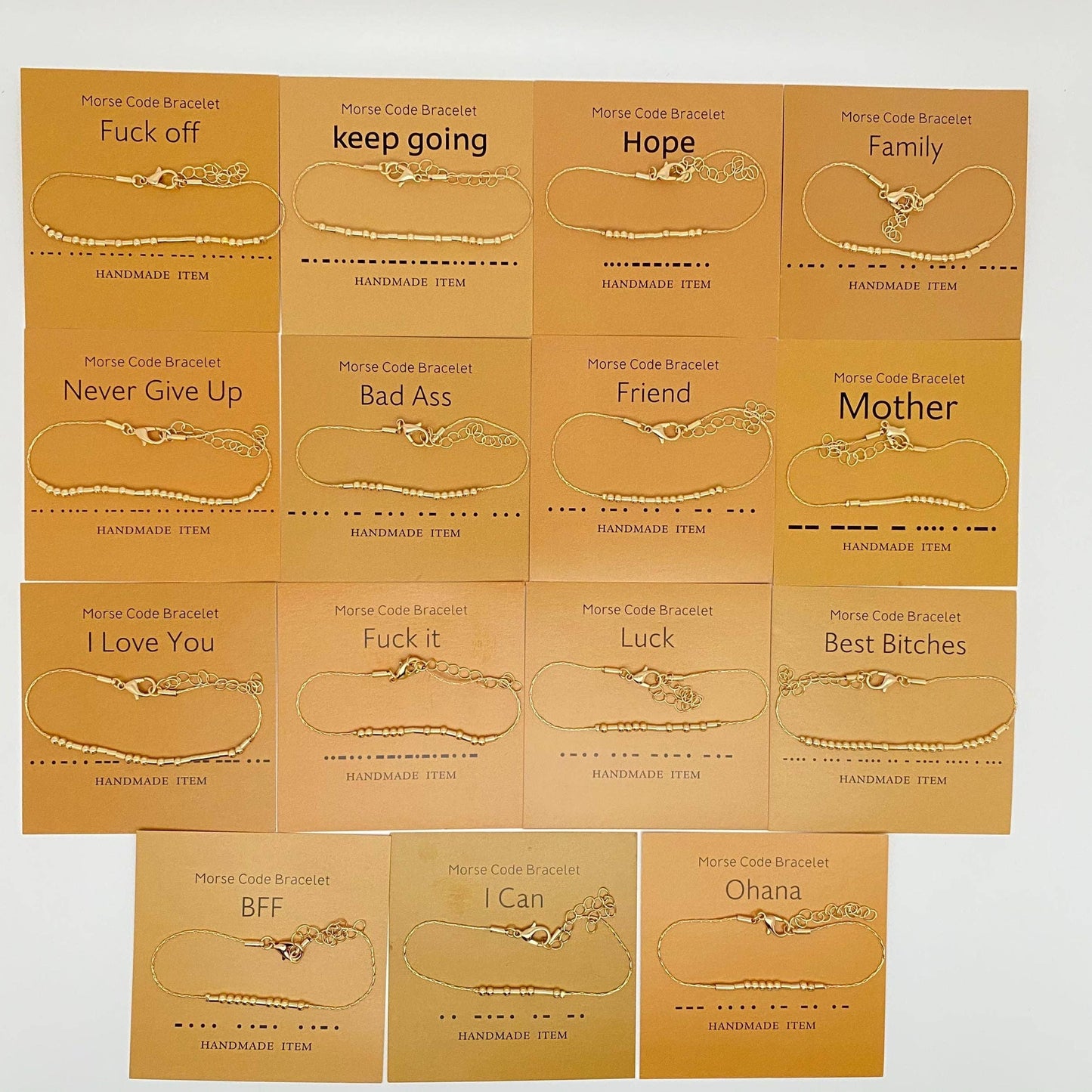 Handmade Golden Morse Code Bracelet: Never give up
