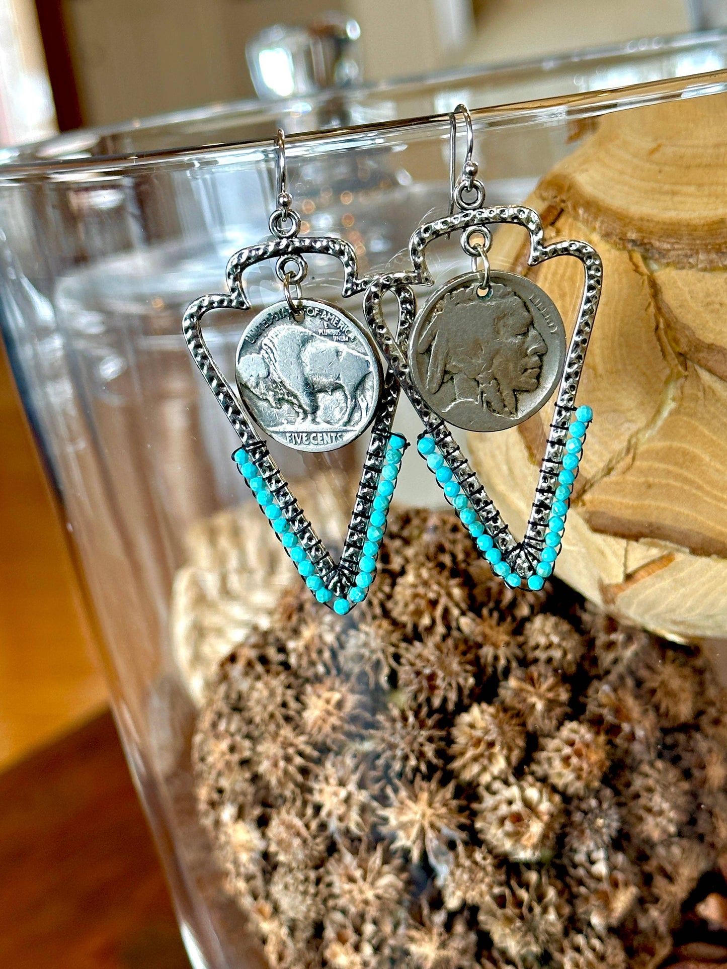 Arrowhead Earrings with Kingman Turquoise: 2 inches / Mixed (pictured)