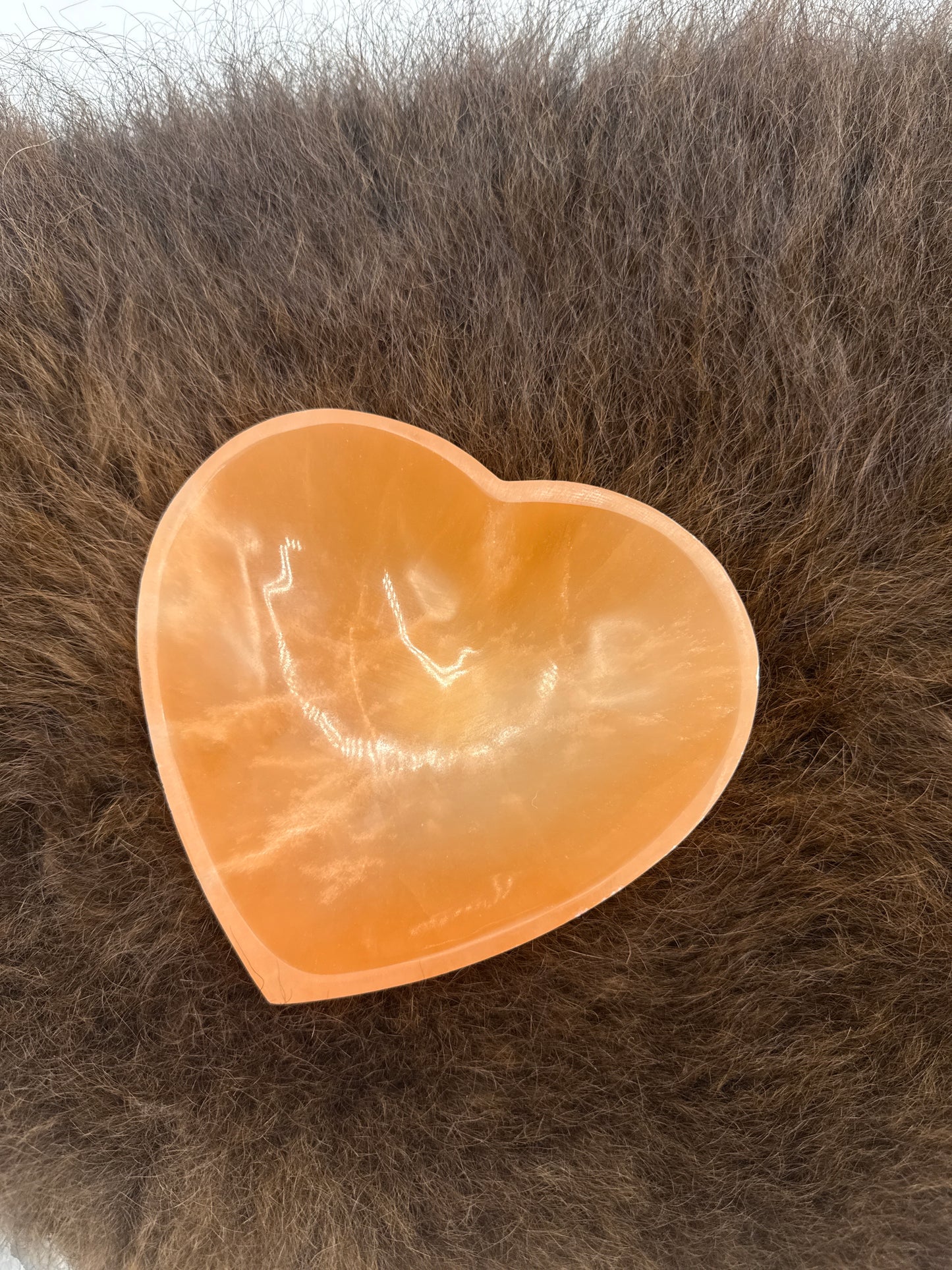 Selenite Heart Bowl Orange Large