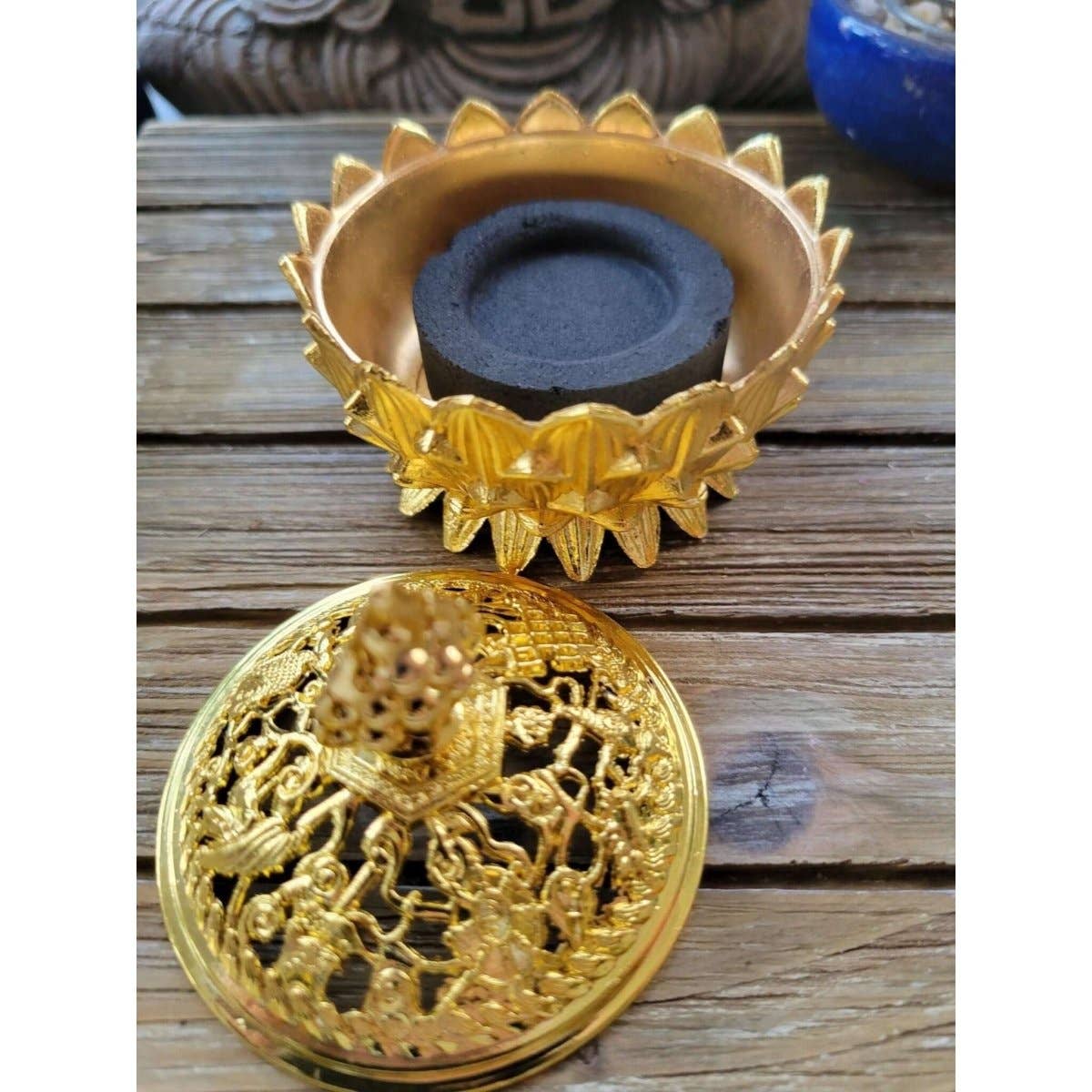 Small Lotus Incense Holder, Brass Metal Incense