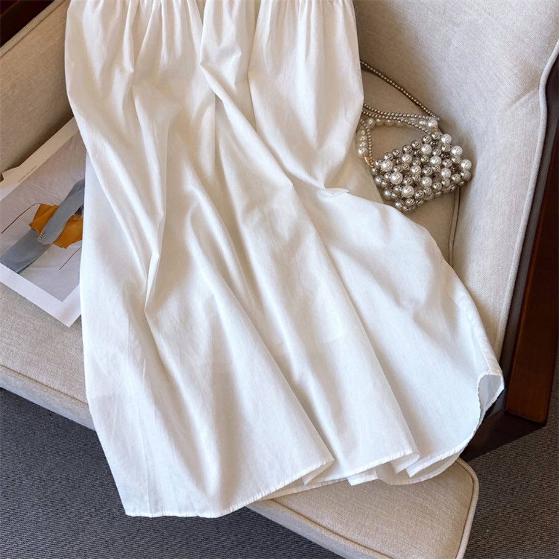 Crosa - Bohemian Style Midi Dress: BEIGE / AVERAGE