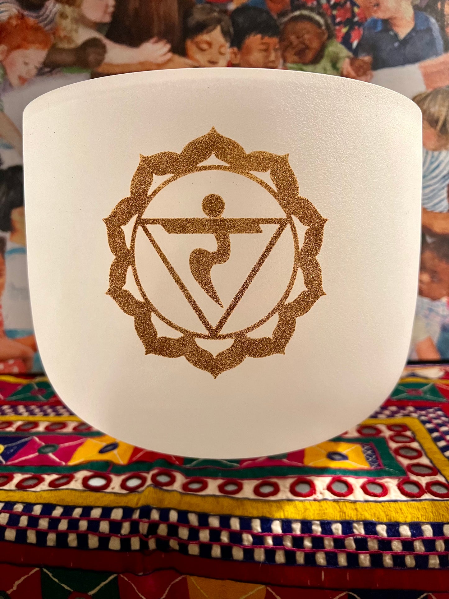 Frosted White Crystal Singing Bowl 10.5" Solar Plexus Chakra