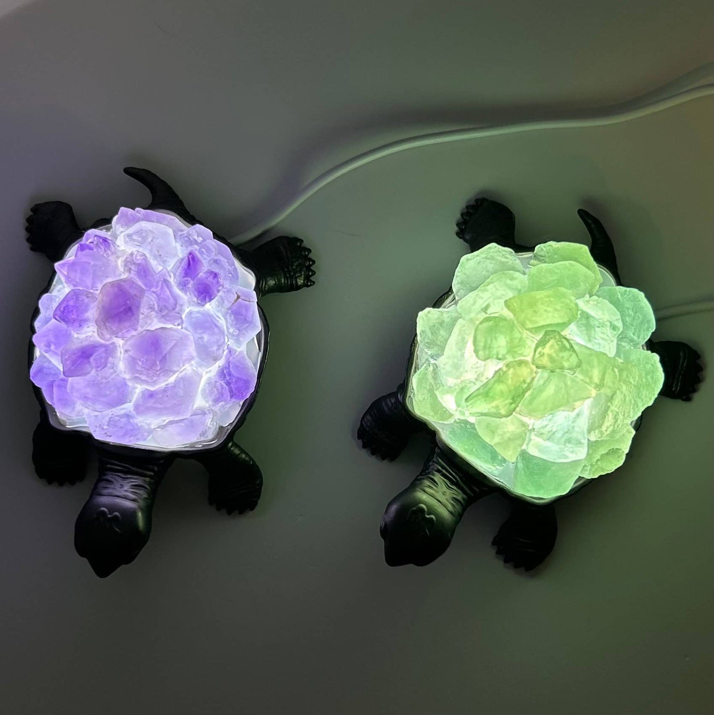 Turtle Gemstone Nightlight- Amethyst or Green Adventurine