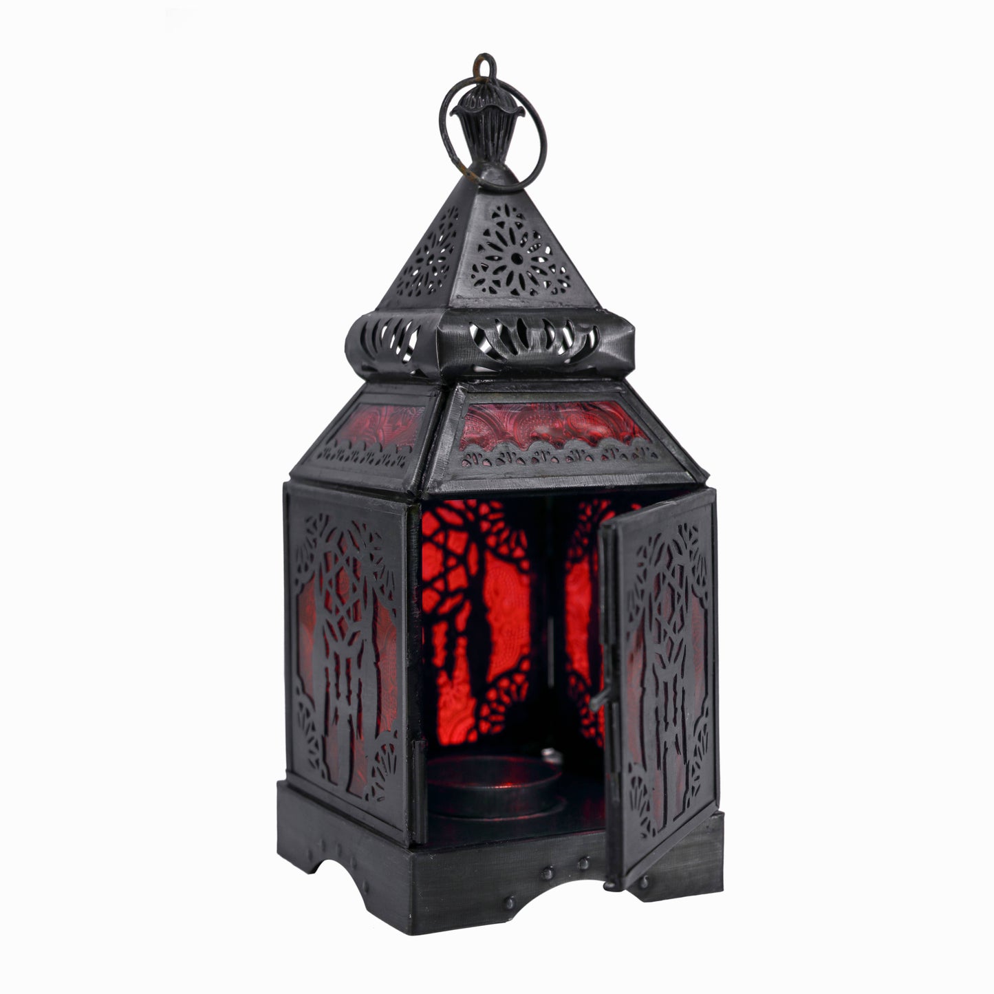 Lantern Iron Dreamcatcher & glass (Height 10", Width 4", Length 4" )