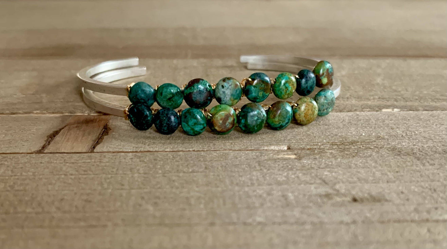 Text Me turquoise silver cuff bracelet