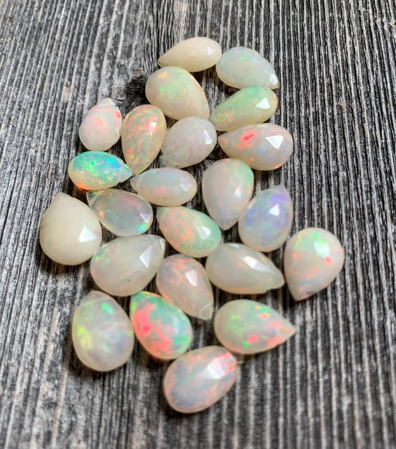 Ethiopian Opal Small Faceted Teardrop Necklace: 16, 18 or 20" legnth