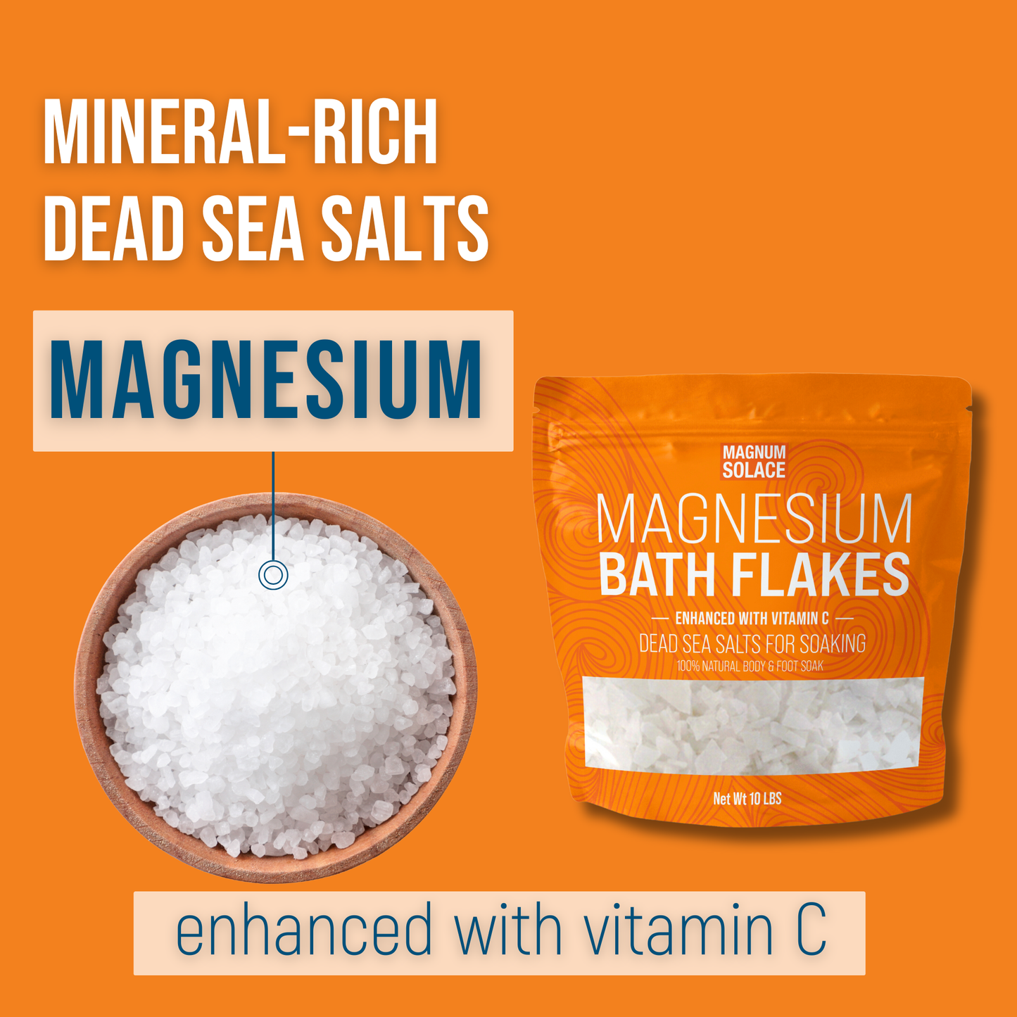 Magnesium Bath Flakes, Bath Soak With Vitamin C: 3LB